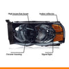 G-PLUS Headlights Assembly, Compatible with 2002 2003 2004 2005 Dodge Ram 1500 2500 3500 Bumper Headlamp, Smoky Lens Chrome Housing Amber Reflector