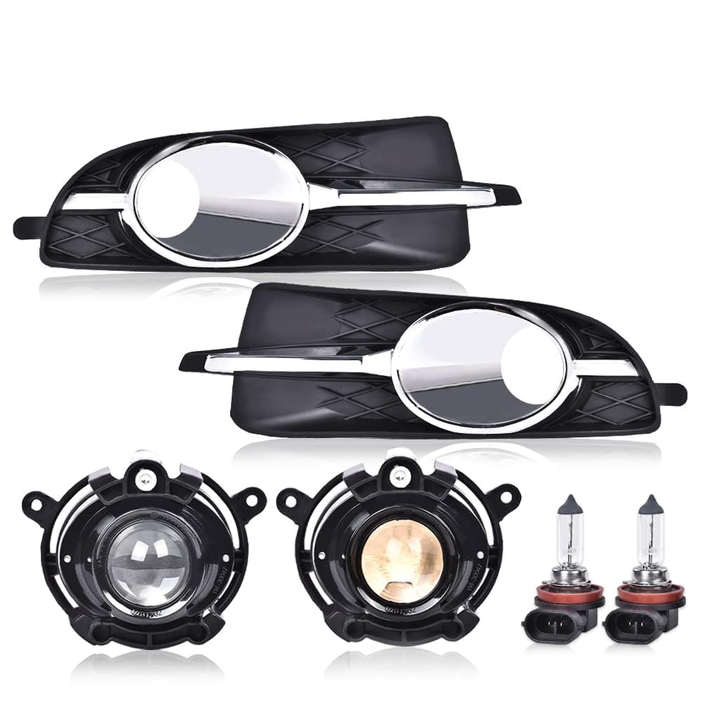 G-PLUS Front Bumper Fog Lights + Cover Trim Compatible with Buick LaCrosse 2010 2011 2012 2013 Driver & Passenger Side Fog Lamps Clear lens RW1345