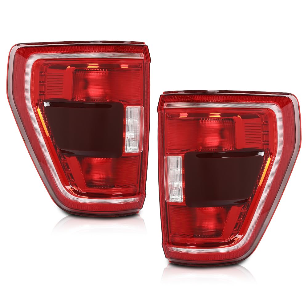 G-PLUS LED Tail Lights Rear Brake Lamp Left and Right Compatible with Ford F150 XLT 2021-2023 w/Blind Spot Fit w/Factory Incandescent Model ML3Z-13405-C, ML3Z-13404-C Red Lens