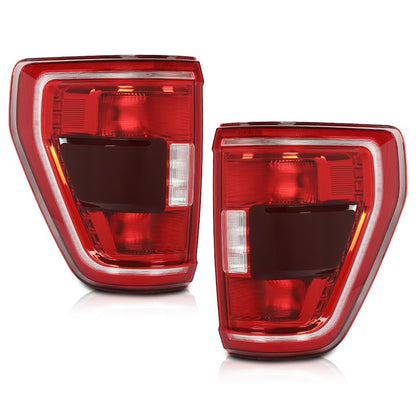 G-PLUS LED Tail Lights Rear Brake Lamp Left and Right Compatible with Ford F150 XLT 2021-2023 w/Blind Spot Fit w/Factory Incandescent Model ML3Z-13405-C, ML3Z-13404-C Red Lens