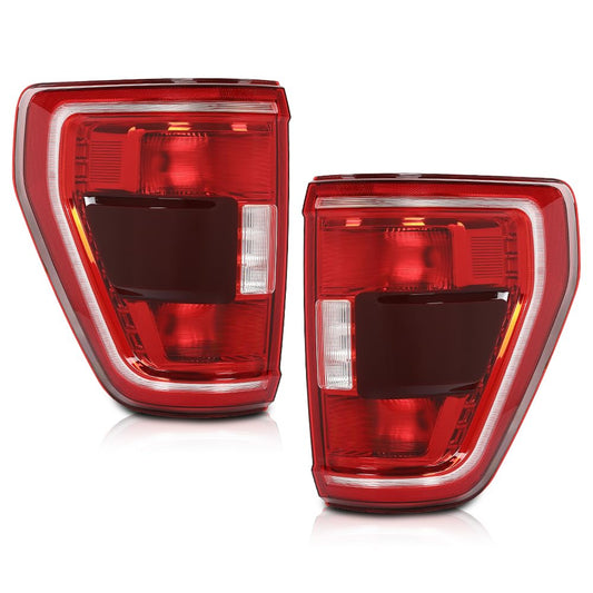 G-PLUS LED Tail Lights Rear Brake Lamp Left and Right Compatible with Ford F150 XLT 2021-2023 w/Blind Spot Fit w/Factory Incandescent Model ML3Z-13405-C, ML3Z-13404-C Red Lens