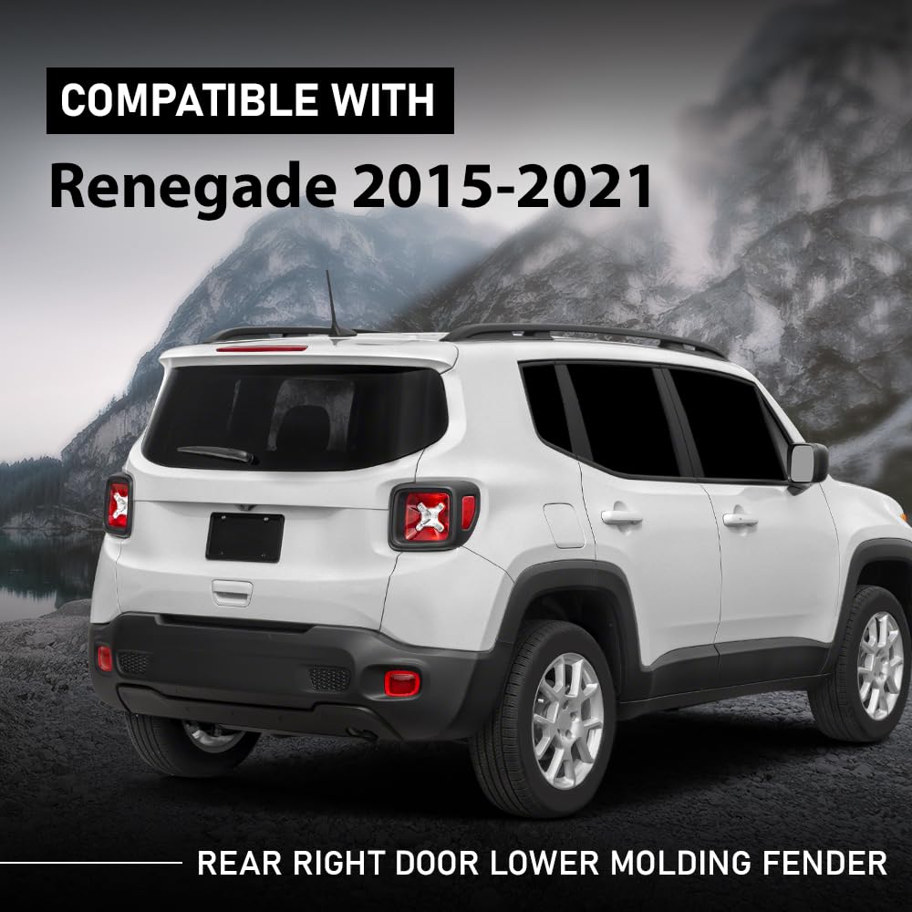 G-PLUS Rear Door Molding Fender Flare Trim Compatible with Jeep Renegade 2015-2021 Fender Flares Wheel Opening Panel Right Side 5VX88LXHAA, CH1505109