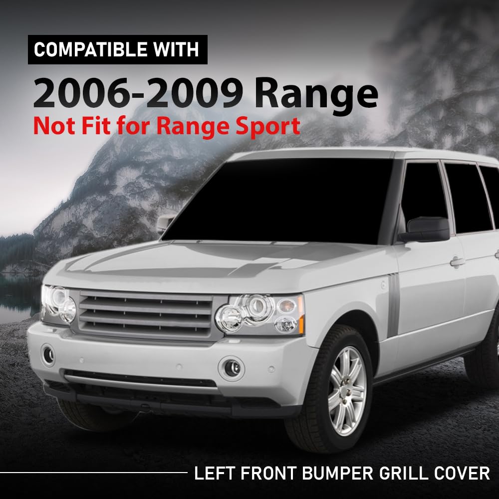 G-PLUS Front Left Bumper Air Intake Cover Trim Bezel, Compatible with Range Rover L322 4.4L V8 (non-Supercharged) 2006-2009, Not Fit Range Rover Sport models, Grill Cover DXB500350PUY