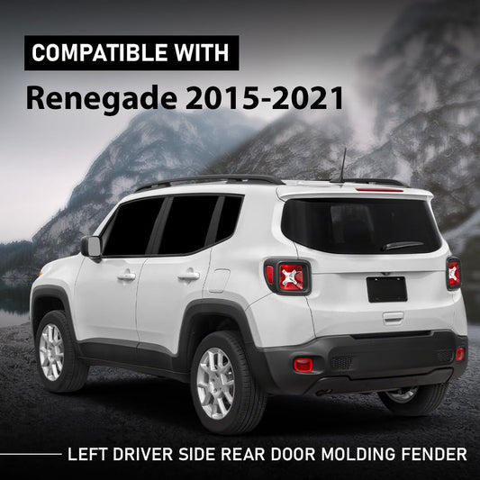 G-PLUS Rear Left Driver Side Door Molding Fender Flare Trim Compatible with Jeep Renegade 2015-2021 Wheel Opening Molding Arch Trim 5VX87LXHAA, CH1504109 Black