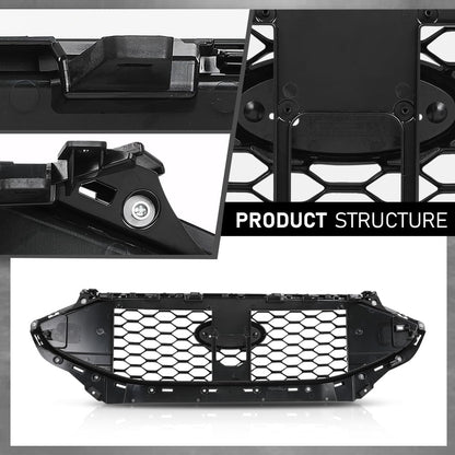 G-PLUS Front Upper Grille Compatible with Ford Edge ST/ST-Line 2019-2022 PT4B-8200, KT4Z-8200, KT4B-8A133 Gloss Black