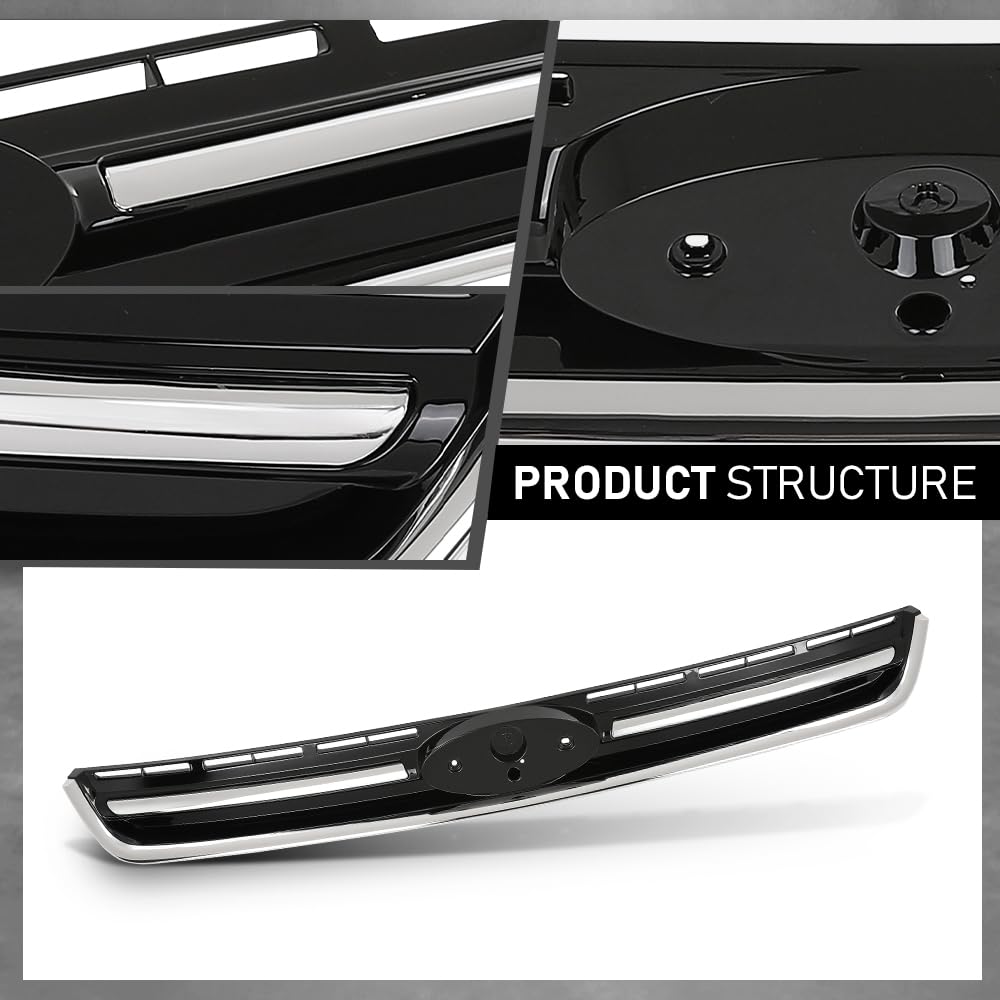 G-PLUS Front Upper Bumper Grille Grill W/Chrome Molding, Compatible with Ford Esacpe 2013-2016, CJ5Z8200DD, FO1200541