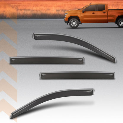 G-PLUS in-Channel Side Window Vent Visor Deflectors Rain Guards Compatible with Chevy Silverado GMC Sierra 1500 2019-2026 4 PCS Smoky