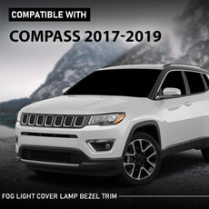 G-PLUS Bumper Fog Light Covers Bezel Compatible with Jeep Compass 2017-2019 Pair Front View