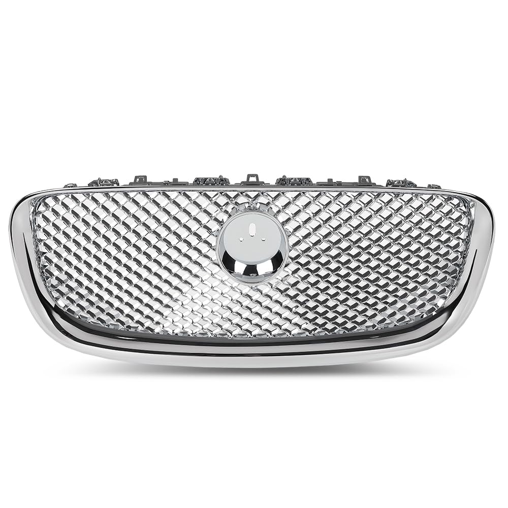 G-PLUS Upper Front Center Grill Grille Compatible with Jaguar XF XFR 2012-2015 Silver