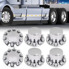 G-PLUS Wheel Hub Covers 6PCS for Semi Truck 20 22.5 24.5 Inch Wheels Chrome Front View