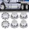 G-PLUS Axle Wheel Covers Removable Hub Caps 2 Front & 4 Rear w/ 33mm Thread-On Lug Nut Covers for Semi Trucks 20" & 22.5" & 24.5" (Chrome ABS Plastic)