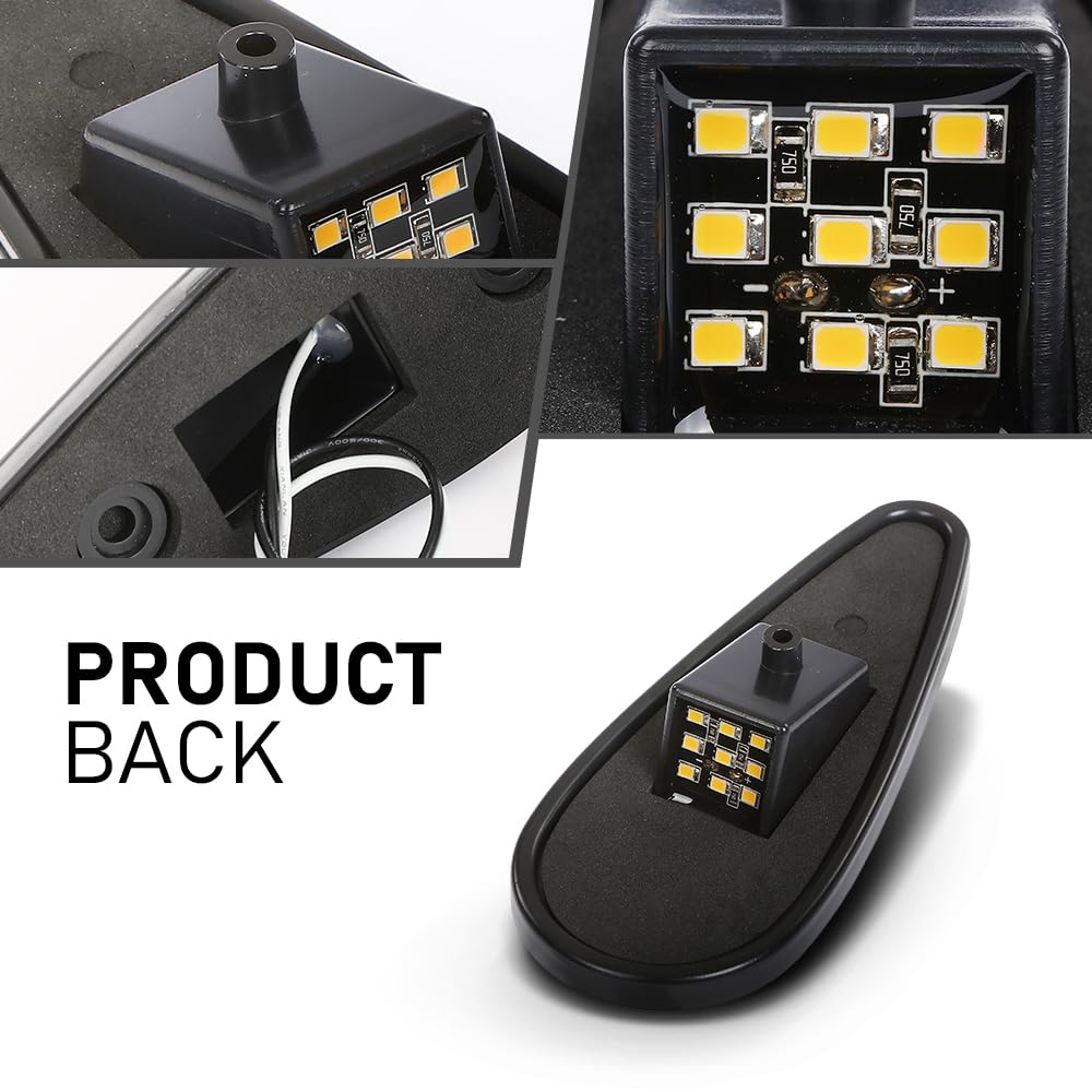 G-PLUS 5Pcs Amber Teardrop Cab Marker Lights 9 LED Cab Marker Light Top Clearance Roof Running Light Assembly with Wiring Pack Fit for Trucks Trailer Vans Pickups RV Tractor Yellow