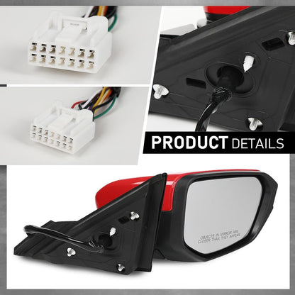 G-PLUS Power Heated View Camera Side Mirror w/ 11-Pin Right Passenger Side Compatible with Honda Civic Sedan 2016-2020 Manual Folding Red 76208-TBC-A02ZA HO1327107