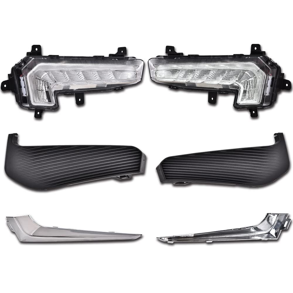 G-PLUS Front Bumper LED DRL Fog Lights Daytime Running Lamp Set Compatible with Chevy Malibu XL 2016-2018 Driver and Passenger Side Bumper Fog Lights