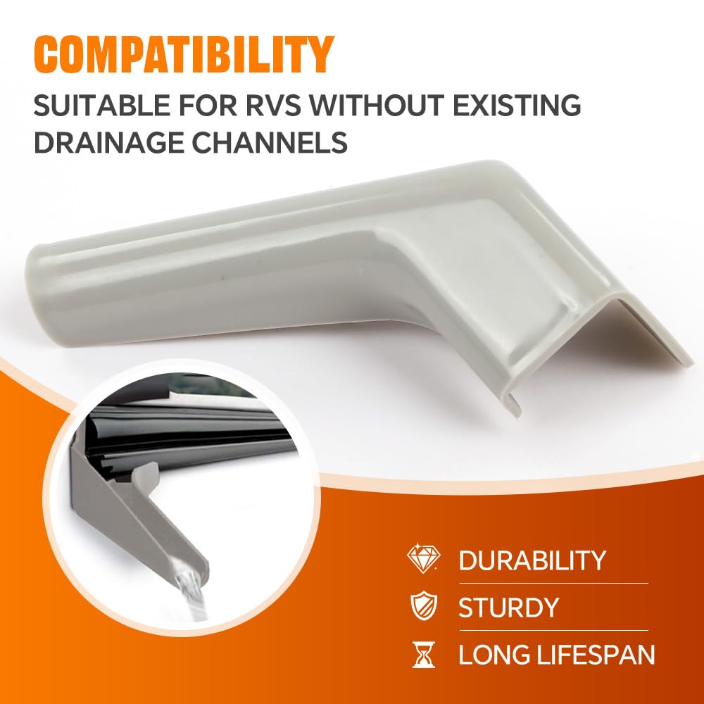 G-PLUS RV Rain Gutter Spout Long Version Left and Right Grey Gutter Spout 3 1/2" Long 4pcs