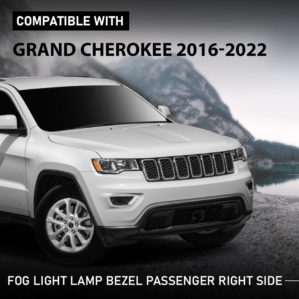 G-PLUS Fog Lamp Cover Light Bezel Richt Bezel Right Side Compatible with Jeep Grand Cherokee 2016-2022 Black 68261710AA