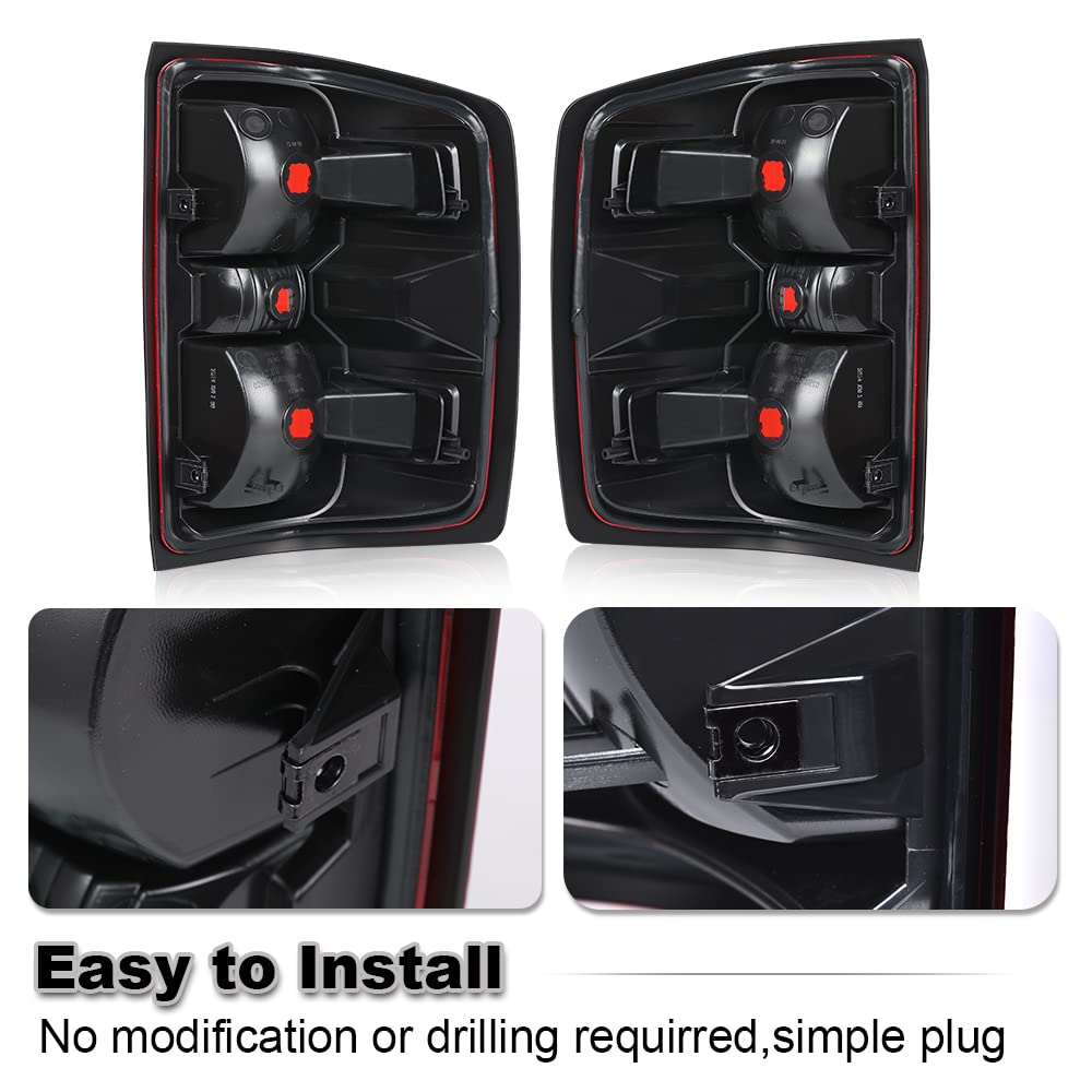G-PLUS Tail Lights Assembly w/o Wiring Harness Fit Chevy Silverado 2500 HD 3500 HD/GMC Sierra 3500 HD 2016 2017 2018 2019 Left & Right Rear Brake Lamps, 23295939 84288723, Red Lens