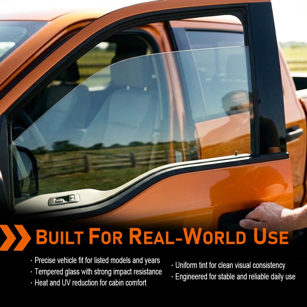 G-PLUS Front Driver Left Side Door Glass Tempered Window Compatible with Ford F150 / F250 / F350 / F450 2015-2024 FL3Z1521411A, DD12394GTYN Direct Fit OE Standard Clear