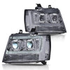 G-PLUS LED Headlights Assembly Fit Chevy Tahoe Avalanche Subarban 1500 2500 2007-2014 DRL Corner Turn Signal Headlamps Set Pair Left & Right Smoky Lens Chrome Housing Clear Reflector,faros delanteros