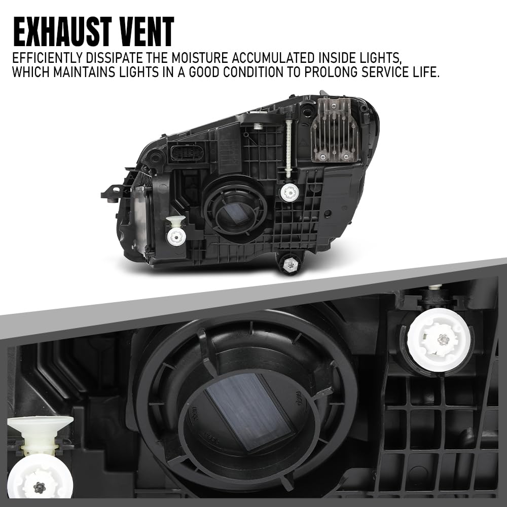 G-PLUS LED Headlight Right Passenger Compatible with Benz C300 C43 W205 2019 2020 2021 2059066004, 2059066104 Black