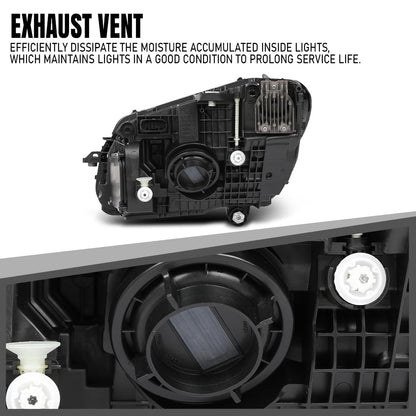 G-PLUS LED Headlight Right Passenger Compatible with Benz C300 C43 W205 2019 2020 2021 2059066004, 2059066104 Black
