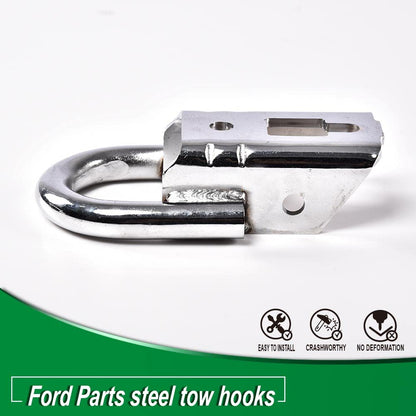 G-PLUS Tow Hook Parts Set Compatible with 2009-2021 F150 with Hardware Front Kit Pair (Silver)