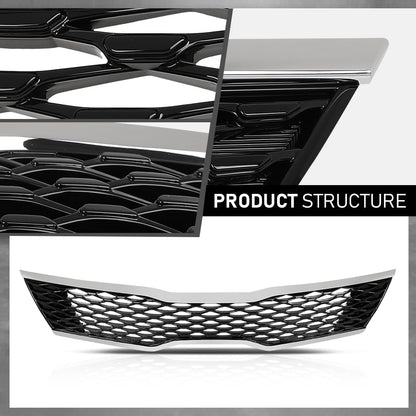 G-PLUS Front Upper Bumper Grille Assembly, Compatible with Kia Optima SX SXL Turbo 2016 2017 2018, Chrome