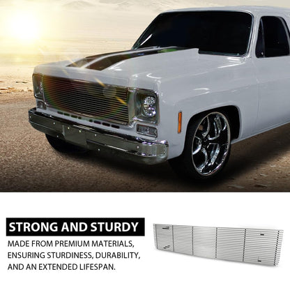 G-PLUS Main Stainless Steel Chrome Billet Grille Grill Compatible with Chevy Blazer C/K Pickup Suburban 1973-1980, Compatible with GMC C/K Pickup Suburban 1973-1980
