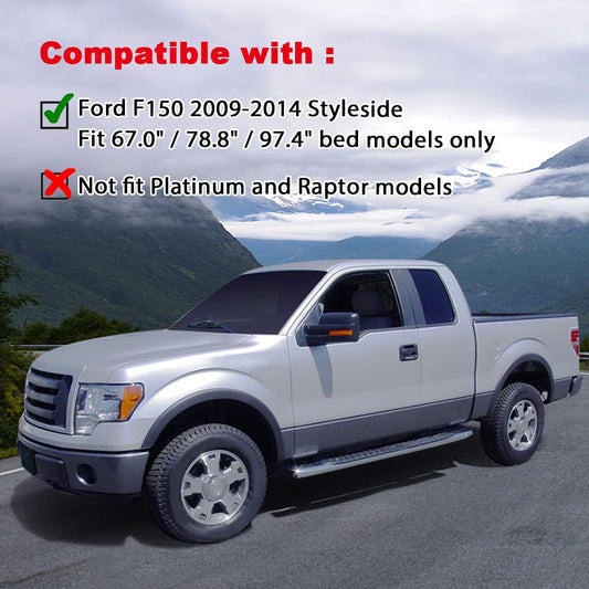 G-PLUS 4PCS Textured Fender Flares, Compatible With Ford F150 2009 2010 2011 2012 2013 2014 67" / 78.8" / 97.4" Styleside Beds, Wheel Cover Protector (Not Fit Platinum & Raptor models) Factory Style