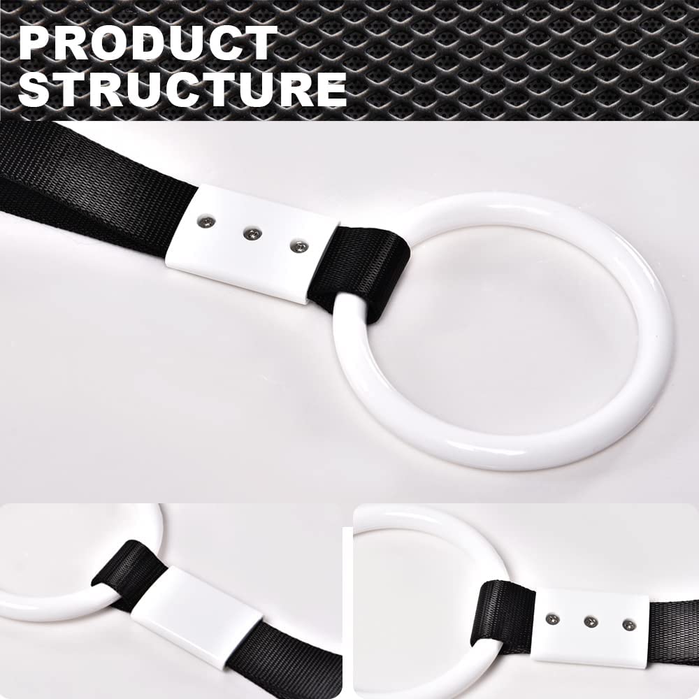 G-PLUS JDM Tsurikawa Ring Round Subway Train Bus Car Handle Hand Straps Drift Charm, Rear Bumper Warning Ring (White)