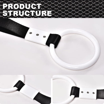 G-PLUS JDM Tsurikawa Ring Round Subway Train Bus Car Handle Hand Straps Drift Charm, Rear Bumper Warning Ring (White)