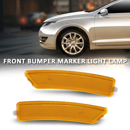 G-PLUS Pair Front Bumper Reflector Side Marker Light Lamp, Compatible with Lincoln MKZ 2013-2016, LH Driver & RH Passenger 2PCS, DP5Z13A565F, DP5Z13A565E, FO1084100C, FO1085100C