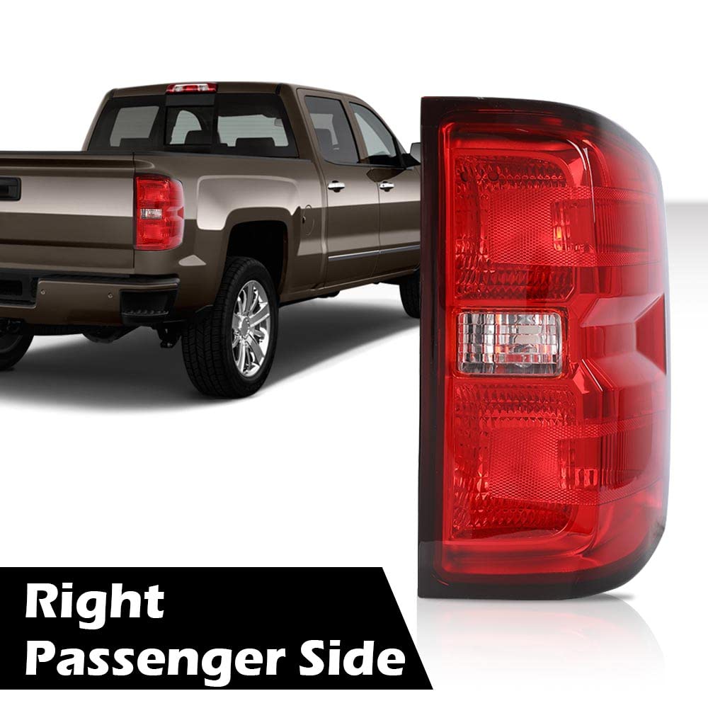 G-PLUS Tail Lights Assembly W/o Bulbs Red Lens Compatible with Chevy Silverado 2014-2019/Fit GMC Sierra 2015-2019 Right Passenger Side Tail Lamps Brake Lamp Luces Traseras Rear Brake Lamps Assembly