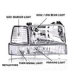 G-PLUS Headlights Fit 1992-1996 Bronco/1992-1996 Ford F150 F250 F350 Super Duty,97 9th Old Body Style Headlamps w/Corner Signal Clear Lens Chrome Housing Clear Reflector,faros delanteros