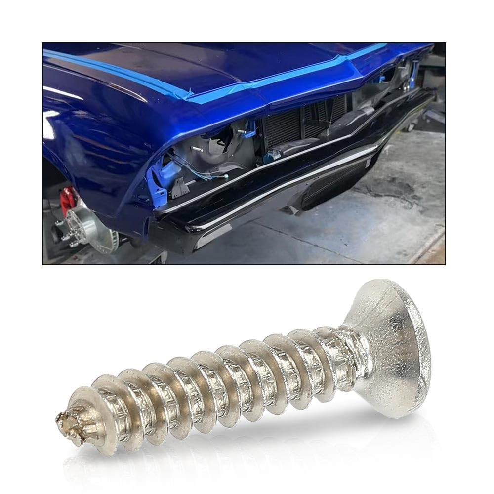 G-PLUS Chrome Headlight Bezel Marker Grille Trim Screws Kit Chrome Silver Stainless Steel (Thread #8, Length 13/16",Torx Pan Head with a 9/32" Outside Diameter) 11504069