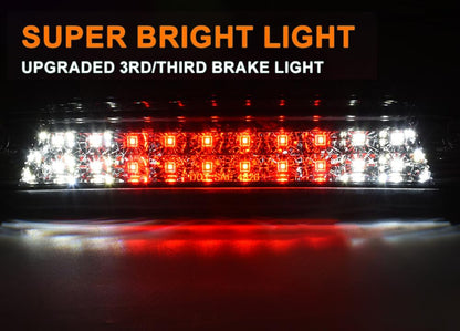 G-PLUS High Mount LED 3rd Brake Light Compatible with Chevy Silverado GMC Sierra 2014 2015 2016 2017 2018 Rear Tail Cargo Lamp Waterproof Clear Lens