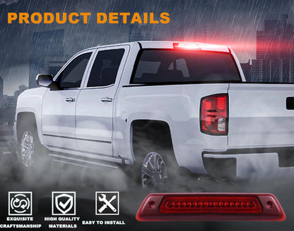 G-PLUS LED Third Brake Light Compatible With 2009-2014 Ford F150 High Mount Rear 3rd Cargo Tail Lamp Waterproof(Red lens Chrome Housing)