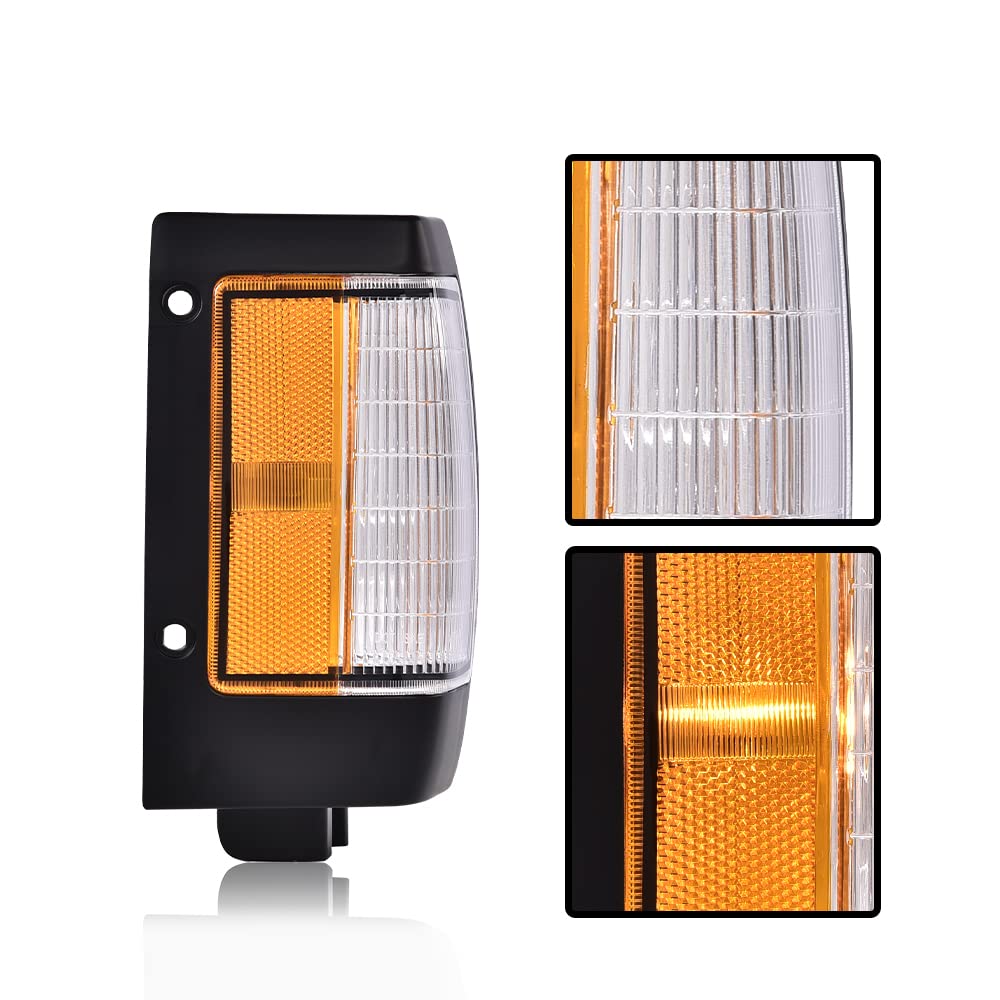 G-PLUS Side Marker Turn Signal Parking Light Driver and Passenger Side Compatible with Nissan D21 1990-1997 Pickup Black