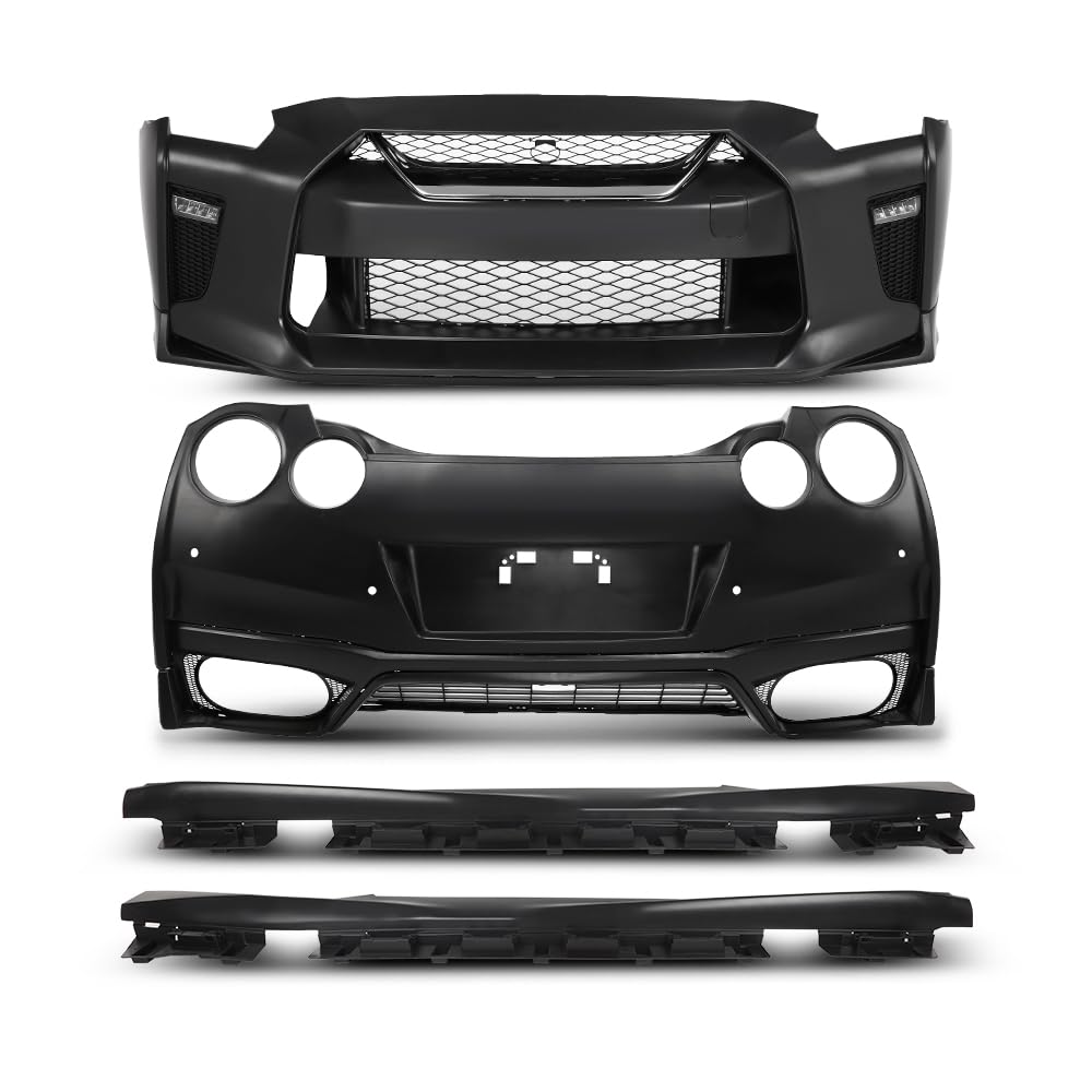 G-PLUS Front Rear Lip Bumper Guard Skid Kit Compatible with Nissan GTR R35 2009-2022, FEA0M-6AVMA, FBM226AV0H, Black