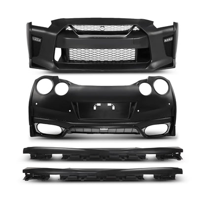 G-PLUS Front Rear Lip Bumper Guard Skid Kit Compatible with Nissan GTR R35 2009-2022, FEA0M-6AVMA, FBM226AV0H, Black