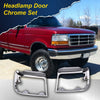 G-PLUS Grille Headlight Door Bezel Chrome Set Compatible with 1992-1996 Bronco/1992-1997 Ford F150 F250 F350 Grille Trim Door Right Passenger & Left Driver Side 2pcs