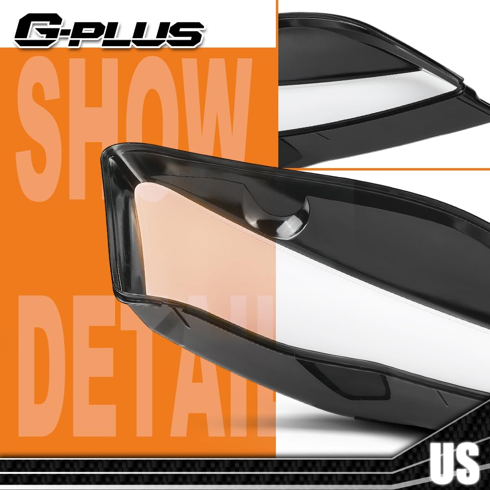 G-PLUS Headlight Lens Cover Compatible with Audi R8 2008-2015 Left & Right Pair Front Headlamp Lens Cover Clear