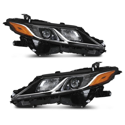 G-PLUS Projector Headlights w/Bulbs Compatible with Toyota Camry LE SE 2018-2022 Driver & Passenger Clear Lens Black Housing Amber ReflectorBumper Headlamps,faros delanteros