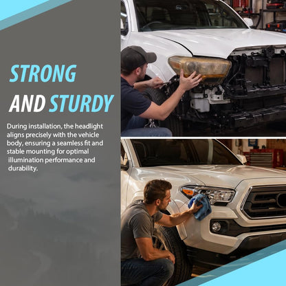 G-PLUS Headlight Assembly Right Side Compatible with Toyota Tacoma SR5 Crew Cab/Extend Cab Pickup 2019-2023 White and Black