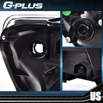 G-PLUS Headlights Compatible with Toyota Tacoma 2005-2011 Bumper Headlamps Left & Right Smoky Lens Black Housing Clear Reflector,faros delanteros