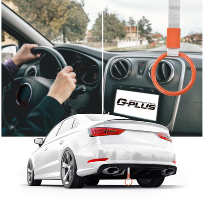 G-PLUS JDM Tsurikawa Ring Round Subway Train Bus Car Handle Hand Straps Drift Charm,Rear Bumper Warning Ring (Orange)