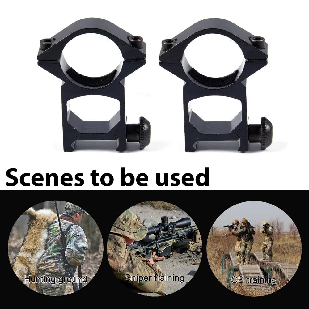 G-PLUS Scope Rings Mount Fit 1" Diameter 10mm 3/8" High Profile See-Thru Dovetail 2PCS Black