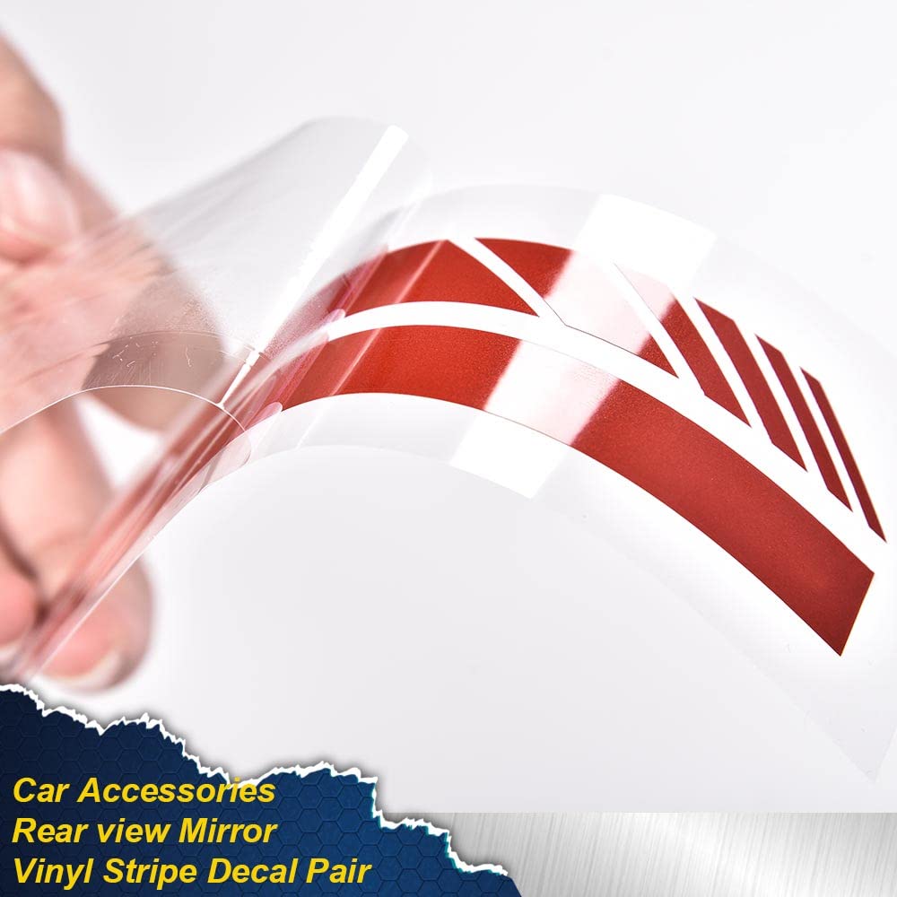 G-PLUS 2Pcs/Set Silver Rearview Mirror Carbon Fiber 5D Sticker Vinyl Stripe Decal Compatible with Car Accessories
