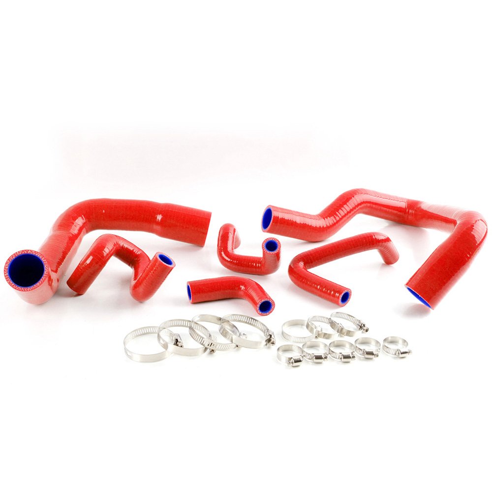 G-PLUS Silicone Radiator Coolant Hose Pipe Kit Clamps Compatible With 1979-1983 Ford Mustang V8/V6 MT/1986-1993 Mustang GT LX Cobra 5.0, Red