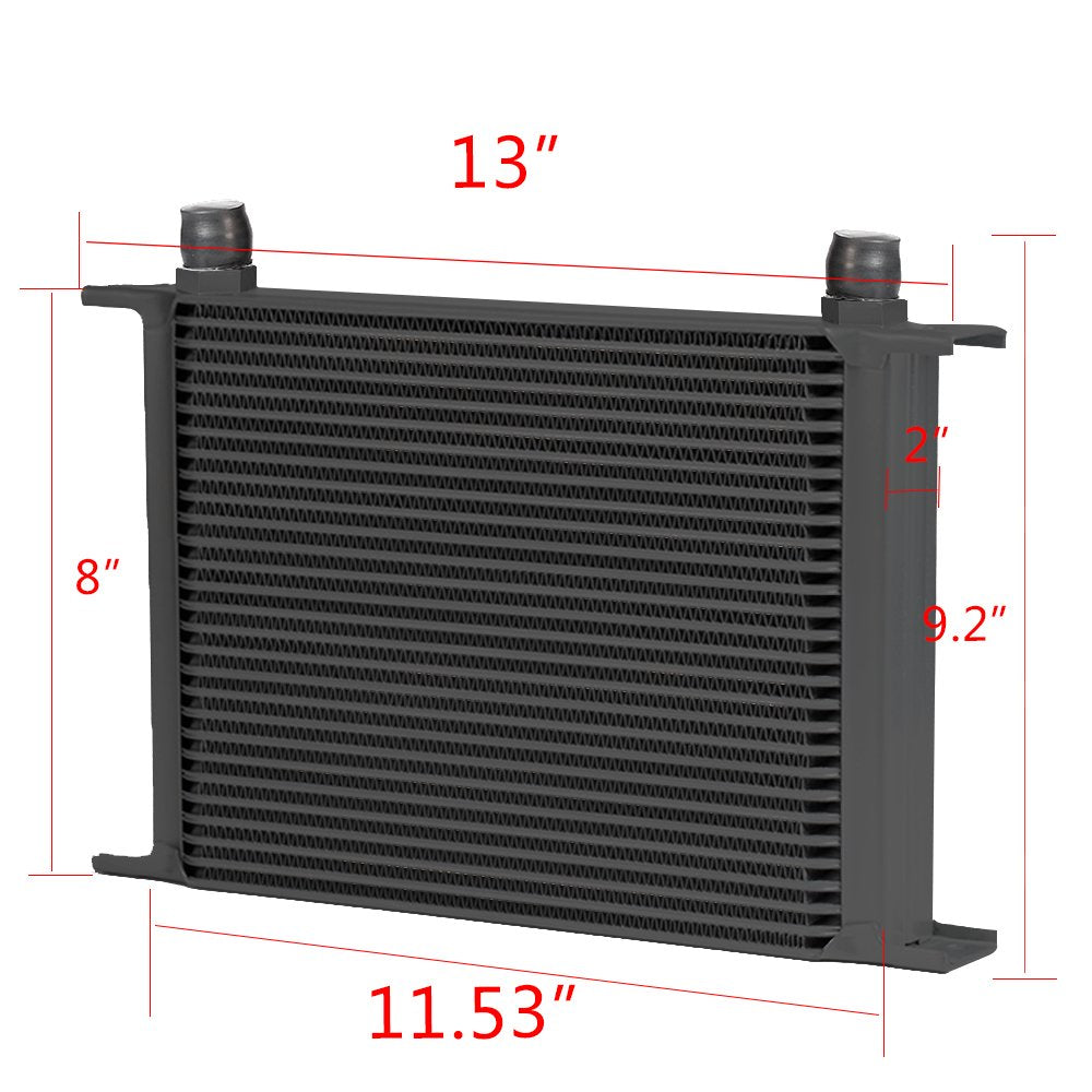G-PLUS 28 Row AN10-10AN Universal Racing Aluminum Engine Transmission Oil Cooler Black